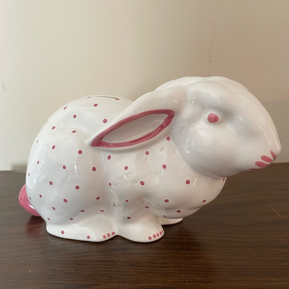 vintage TIFFANY & CO. hand painted BUNNY RABBIT coin bank DISCONTINUED AUSTRIA